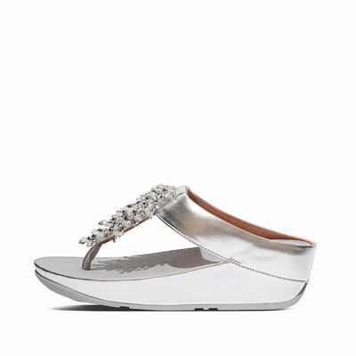 Fitflop Women's RUMBA Beaded Toe-Post Sandals - Silver, LV2374516